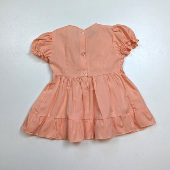 Vintage Tropical Fashions Dress Baby Girls Sz 12m Orange Peach Smocked Boho - Picture 3 of 4